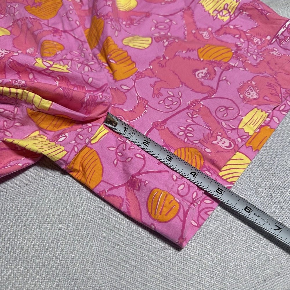 Vintage Lilly Pulitzer Monkeys & Lanterns Pink Yellow Orange Shorts Sz 6 Petite - Picture 9 of 11